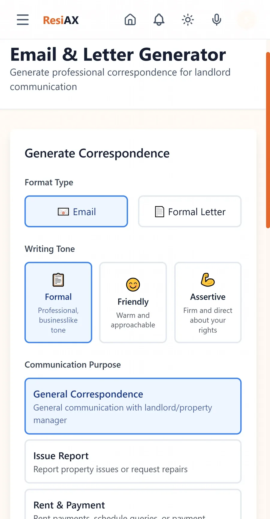 ResiAX app screenshot